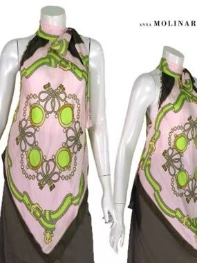 Anna Molinari Pink Chain Scarf Top/Tank Top blumarine
